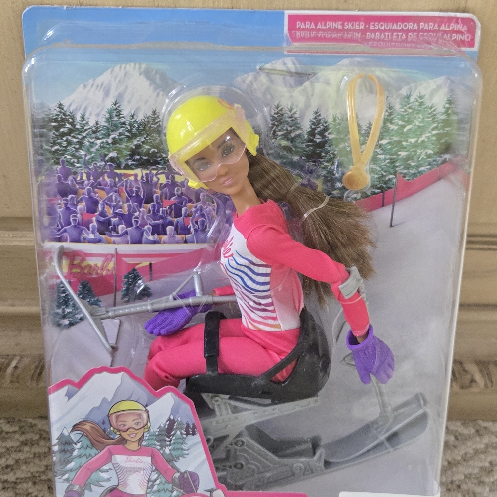 Barbie Alpine Skier Doll with Pink and Yellow Gear